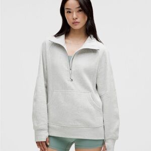 Lululemon Oversized Scuba funnel neck half zip long Light Gray size M/L